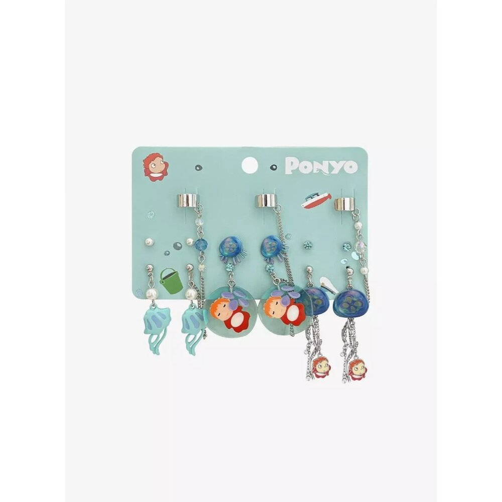 Studio Ghibli Ponyo Aquatic Creatures Cuff Earring Set NEW